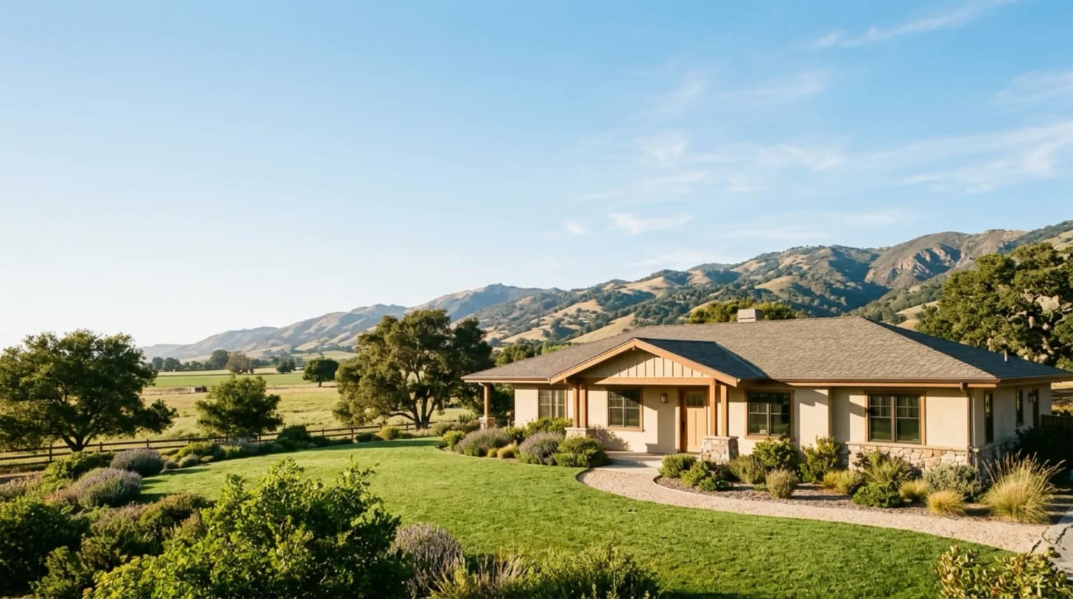 A single-story ranch home on the Salinas Valley floor — Tres Pinos, California service area