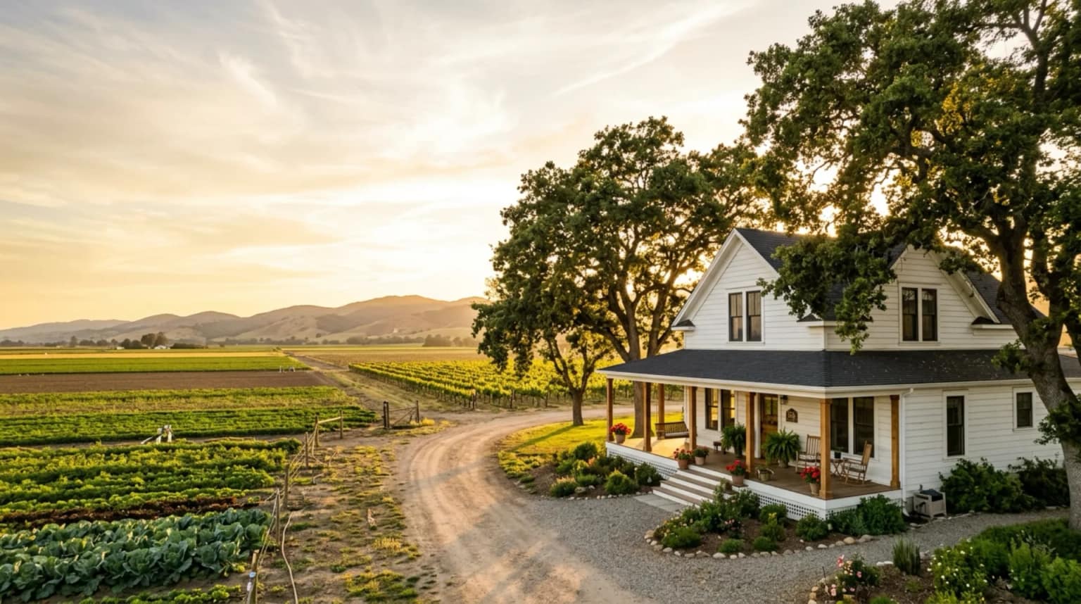 A California farmhouse surrounded by Salinas Valley farmland