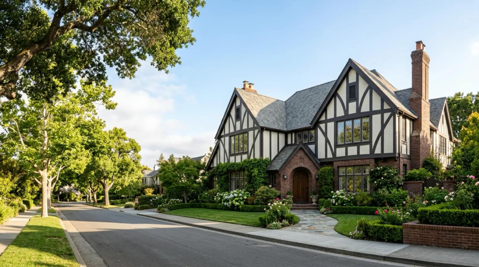 A Tudor-style home on a San Francisco Peninsula street