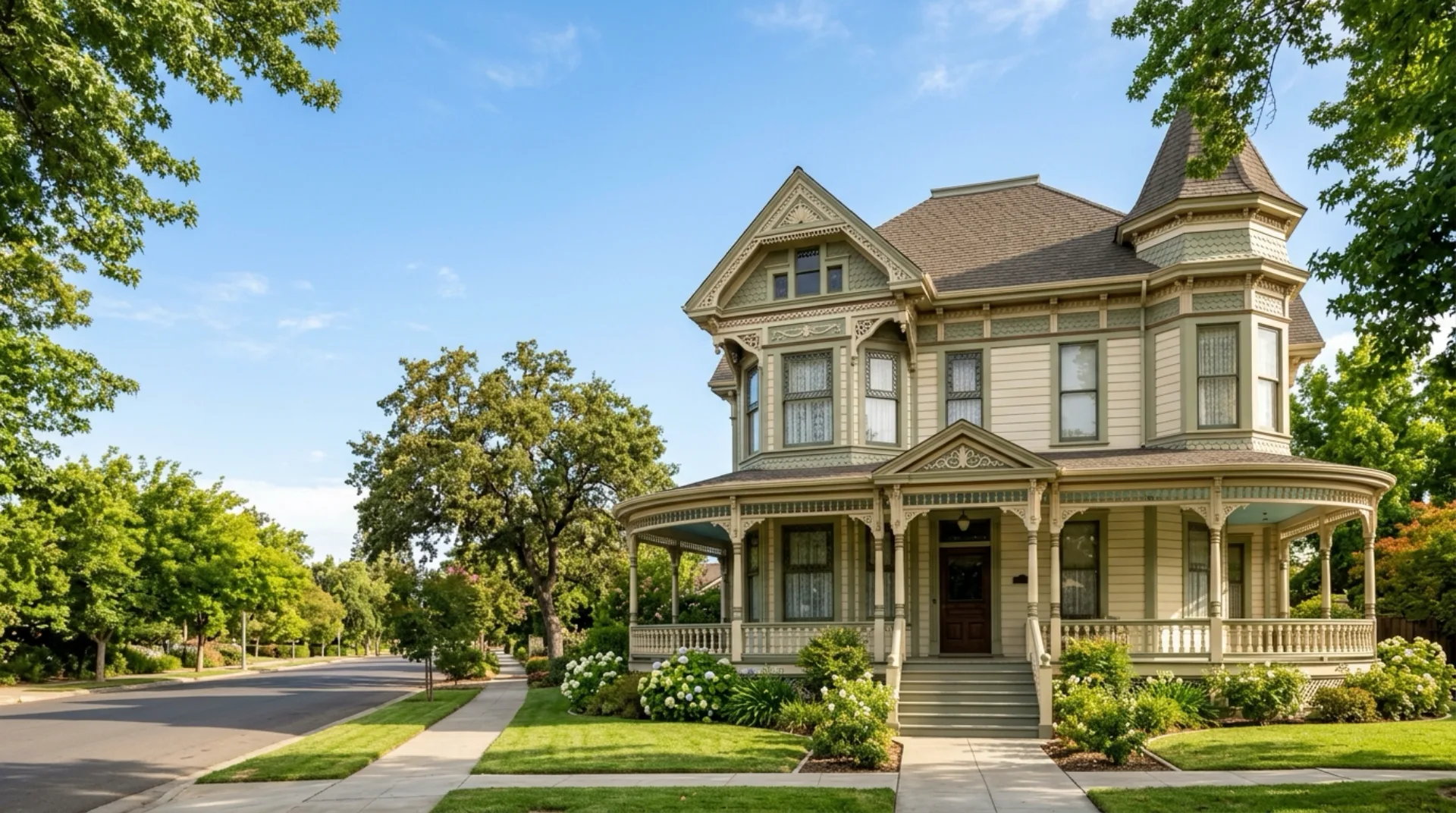 A restored Victorian home on a tree-lined Central California street — San Leandro, California service area